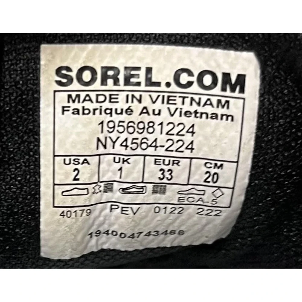 Sorel Waterproof Ankle Boots‎ Kids Size 2 Brown Suede Snow Winter NY4564-224
